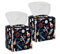 2 pack globe microscope magnet flask molecule Tissue Box Cover Leather Facial Tissue Dispenser Box Holder for Dresser Bathroom Decorative