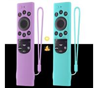 [2 Pack]Glowing anti-slip remote case for Samsung Solar Smart TV,compatible with Samsung Smart TV 2022 TM2180A,TM2280E,BN59-01385A,BN59-01385B,BN59-01385D,BN59-01386D…,Glow in The Dark(Purplr&Blue)