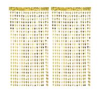 2 Pack Gold Backdrop, Butterfly Tinsel Curtains for Festive Decorations, Foil Curtain Backdrop for Birthday Disco Party Wedding Holiday and Graduation Celebrations