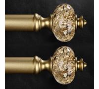 2 Pack Gold Curtain Rod for Windows 48 to 84 Inches, Decorative 1'' Diameter Heavy Duty Adjustable Drapery Rods with Translucent Crystal Acrylic Finials, Modern Curtains Rods, Size:30''-88'' Gold