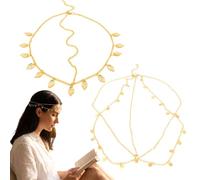2 Pack Gold Leaf Round Tassel Headpieces, Ancient Gr oddess Egyptian Style Gold Headband Costume Accessories for Women Girls New Year Halloween Cosplay Evening Party