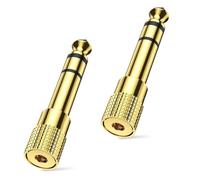 2 Pack Gold Plated 1/4 Inch to 3.5mm Headphone Audio Jack Plug Adaptor for Electric Keyboard, Speaker