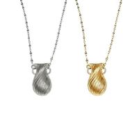 2-Pack Gold & Silver Tone Textured Vase Pendant Necklaces - Minimalist Abstract Floral Vessel Jewelry for Women