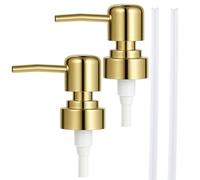 2 Pack Gold Soap Dispenser Pump Replacement Plastic Top Dispenser Pumps Reusable for Hand Soap Dispensers Regular Glass Mouth Lotion Bottles