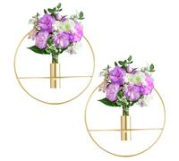 2 Pack Gold Wall Vases, Round Metal Wall Planters for Living Room & Bedroom, 20cm Iron Wall Decoration for Living Room, Elegant Wall Decor for Home Office Porch