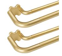 2 Pack Gold Wrap Around Double Curtain Rods Set, USFOOK Blackout Curtain Rods for Windows 48 to 84 Inch, 6/8 Inch Room Darkening Curtain Rod 32 to 86 Inch, Decorative Drapery Rods for Home