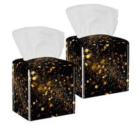 2 pack Golden dust light Christmas 1 Tissue Box Holder on Table and Barth room