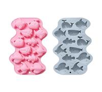 2 Pack Goldfish, Shark, Whale Silicone Molds, Ocean Fish Themed Baking Moulds for Chocolate, Ice Cube, Cake, Dessert, Candy, Soap, Cupcake Topper, Jelly, Pudding, Wax Melts