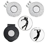 2 Pack Golf Ball Markers with Silver Color Golf Hat Clips + 1 Pack Black Golf Hat Clip, 3 Pcs Iron Cap Clips Value Sets for Men Women Golfer, Removable Attaches Easily to Golf Cap Premium Gifts