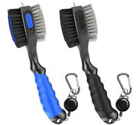2 Pack Golf Club Brushes and Groove Cleaner - 2ft Retractable Zipline Carabiner, Oversized Brush Head with Retractable Spike, Comfortable Grip Golf Club Cleaner, Practical Golf Accessories