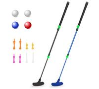 2 Pack Golf Putters for Men and Women, Two-Way Mini Putter for Right or Left Handed Golfers, Adjustable Golf Sets with 4 Balls & 8 Wheel Tees for Children, Teenagers, Adults Practice (Blue & Black)