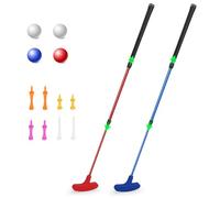 2 Pack Golf Putters for Men and Women, Two-Way Mini Putter for Right or Left Handed Golfers, Adjustable Golf Sets with 4 Balls & 8 Wheel Tees for Children, Teenagers, Adults Practice (Blue & Red)