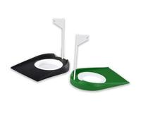 2-Pack Golf Putting Cup with Flag, Portable Golf Practice Hole Training Aid for Indoor & Outdoor Use, Removable Putting Green Cups for Home, Office, Backyard - Green & Black