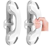 2 Pack Grab Bars for Bathtubs and Showers with 3 Suction Cups, Heavy Duty Handle Removable Handrails for Seniors and Elderly, Bathroom Safety Grip No Drilling Waterproof (Gray)