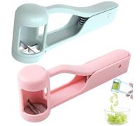 2-Pack Grape Cutter for Toddlers, Stainless Steel Cherry-Tomato-Slicer and Fruit Quarterer Tool for Baby-Led-Weaning-Supplies, Light Blue and Pink Set