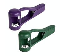 2-Pack Grape Cutter, Purple and Green Stainless Steel Fruit Slicer and Cutter with One-Hand Press, Semi-Enclosed Design for Grapes, Cherry Tomatoes, Strawberries, Olive, Salad Snack Prep