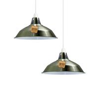 2 Pack Green Brass Metal Lamp Shade 30cm Length 16mm Height Modern Replacement Light Shade for Ceiling Pendant Table Lamp Or Wall Fixture Perfect for Home Office and Bedroom