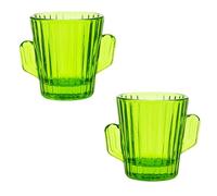 2-Pack Green Cactus-Shaped Glass Shot Glasses - Fun Novelty Tequila Shot Cups - Durable Decorative Barware for Parties, Gifts, and Southwest Themed Events