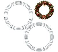 2 Pack Green Christmas Wire Wreath Rings 16inch Metal Wreath Frame,41cm Large Round Wire Wreath Frame for Christmas Wreath Making Rings Base,Wedding Garland Ring,Garden, Home Supplies DIY Crafts
