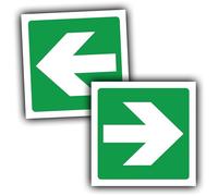 2-Pack Green Fire Exit Direction Arrow Sticker Signs, Waterproof & Sun-Resistant, 100x100mm Vinyl Self-adhesive Labels