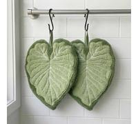 2 Pack Green Leaf Hand Towel Absorbent Super Soft And Fast Drying Hanging Kitchen Towels Leaf Funny Hand Towels For Bath Kitchen