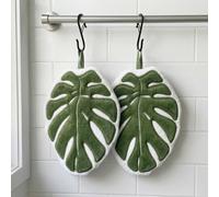 2 Pack Green Leaf Hand Towel Absorbent Super Soft And Fast Drying Hanging Kitchen Towels Leaf Funny Hand Towels For Bath Kitchen