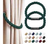 ( 2 Pack, Green) Strong Magnetic Curtain Tiebacks Modern Simple Style Drape Tie Backs Convenient Decorative Weave Rope Curtain Holdback