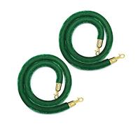 2 Pack Green Velvet Crowd Control Ropes with D-Clips Thick Hanging Stanchion Ropes for Red Carpet Events Movie Theaters VIP Lines and Queue Management