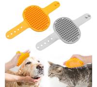 2 Pack Grooming Brush for Pets, Bath Brush, Soft Silicone Brushes with Adjustable Handle for Dogs, Cats, Short Hair & Long Hair with Massage Effect, Shampoo Scrubbing Combs
