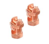2 Pack Grounding Split Bolt Connectors, Brass Coated Copper Connection Grounding Clamp for Completing Ground Bonding to Bare Wires, TJ-16