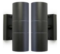 Loops 2 PACK GU10 Anthracite Up & Down Wall Lights Outdoor Twin Dimming Lamp Fitting Loops Multicolor