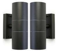 2 PACK GU10 Anthracite Up & Down Wall Lights Outdoor Twin Dimming Lamp Fitting