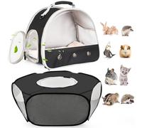 2-Pack Guinea Pig Carrier Backpack and Playpen with Lid, Breathable Pet Playpen Pop Open Exercise Fence, Portable Small Animal Cage for Rabbits, Chinchillas, Squirrel, Lizard, Sugar Glider