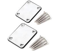 2 Pack Guitar Chrome Neck Plates with Screws for Electric Guitars, Strat Tele Style Guitar Cigar Box Guitar Parts Repair Replace