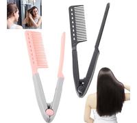 2-Pack Hair Comb For Straightening, Protects Hands - No More Knots - Versatile Hair Styling Comb, Flat Iron Combs, Hair Straightener Comb with Firm Grip, Anti Frizz Hair with Ergonomic Handle