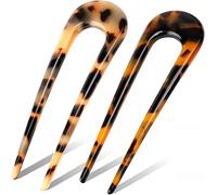 2 Pack Hair Fork French Pins For French Twist U Shaped Hair Pin Fork Sticks 2 Prong Updo Chignon Pin for women hairpin,u shaped hair pin french,hair pins for women updo