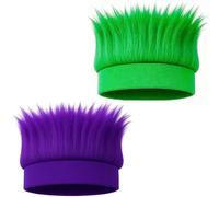 2 Pack Hairy Headband, Funny Wig Hats for Crazy Hair Day, Troll Hair Costume Accessories for Adults and Teens, Mardi Gras, Halloween, Party and Spirit Week, Sports Events, Cosplay (Purple&Green)