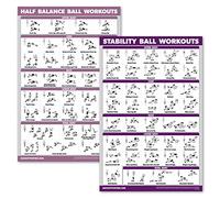 2 Pack: Half Balance Ball Workout Poster + Yoga Ball Exercise Chart - Set of 2 Workout Posters (LAMINATED, 18" x 24")