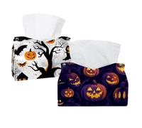 2 pack Halloween Bats Candies Pumpkins Tissue Box, Hotel and Restaurant Paper Towel Box