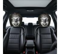 2 Pack Halloween Car Headrest Cover, Scary Face Printing Car Seat Headrest Cover, 2026 Funny Face Masque Head Rest Protector for Auto Vehicle Truck Interior Decoration, Soft Polyester (A)