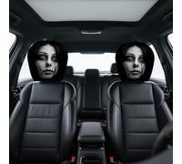 2 Pack Halloween Car Headrest Cover, Scary Face Printing Car Seat Headrest Cover, 2026 Funny Face Masque Head Rest Protector for Auto Vehicle Truck Interior Decoration, Soft Polyester (B)