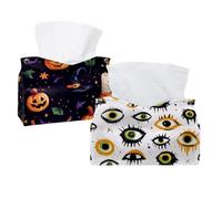 2 Pack Halloween Cute Eyes Seamless Monsters Pattern Tissue Box Holder, Rectangular Facial Napkin Dispenser, Tissue Cover for Home Bathroom Kitchen Bedroom Car