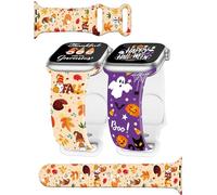 2 Pack Halloween Fall Pumpkin Leaves Watch Bands Compatible with Apple Watch Band Women Holiday38mm 40mm 41mm 42mm iPhone iWatch Replacement Band for Series 10 9 Ultra 8 7 6 5 4 3 2 1 SE