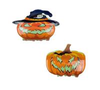 2-Pack Halloween Glow-in-the-Dark Hair Claws, Pumpkin & Horror Design Half-Up Hair Clips for Spooky Party Atmosphere, Scary Festival Hair Accessories