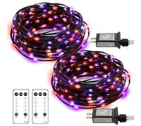 2 Pack Halloween String Lights, 33Ft 100 LED Micro Starry Twinkle Lights Plug in with Remote Timer, Outdoor String Lights IP68 Waterproof for Party Garden Yard Decor (Orange Purple)