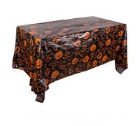 2 Pack Halloween Table Cloth, 220x130 cm Pumpkin Halloween Tablecloth, Rectangle Spillproof Washable PVC Halloween Table Cover, Plastic Halloween Table Decorations for Party Dinner
