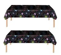 2 Pack Halloween Tablecloth,137x274cm Bat Ghost Neon Rectangle Table Toppers Tableware, Waterproof, Large Plastic Table Cover for Kids Indoor Outdoor Autumn Halloween Themed Party Table Decorations