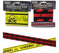 2 Pack Halloween Warning Tape 20ft, ZOMBIE INFECTED ZONE & WARNING Banner for Horror Theme Party, Barricade Safety Tape for Doors Walls Pathways Indoor Outdoor Décor
