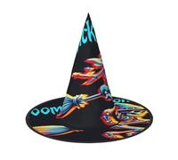 2-Pack Halloween Witch Hat Christmas Santa Hats Premium Oxford Fabric Adjustable Soft & Comfortable for Parties Carnivals Cosplay and Holiday Events 13" High Lightweight Easy to Carry