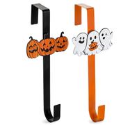2 Pack Halloween Wreath Hangers for Front Door, Metal Over the Door Hook